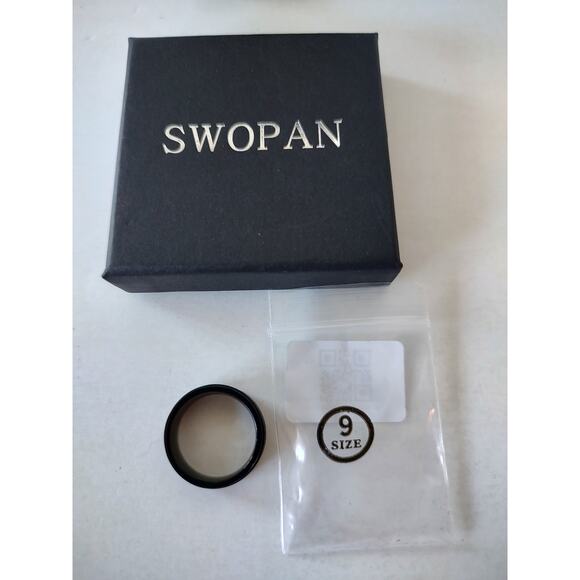Swopan Black Men's Size 9 Titanium Swivel Fidget Spinner Ring - Picture 1 of 3